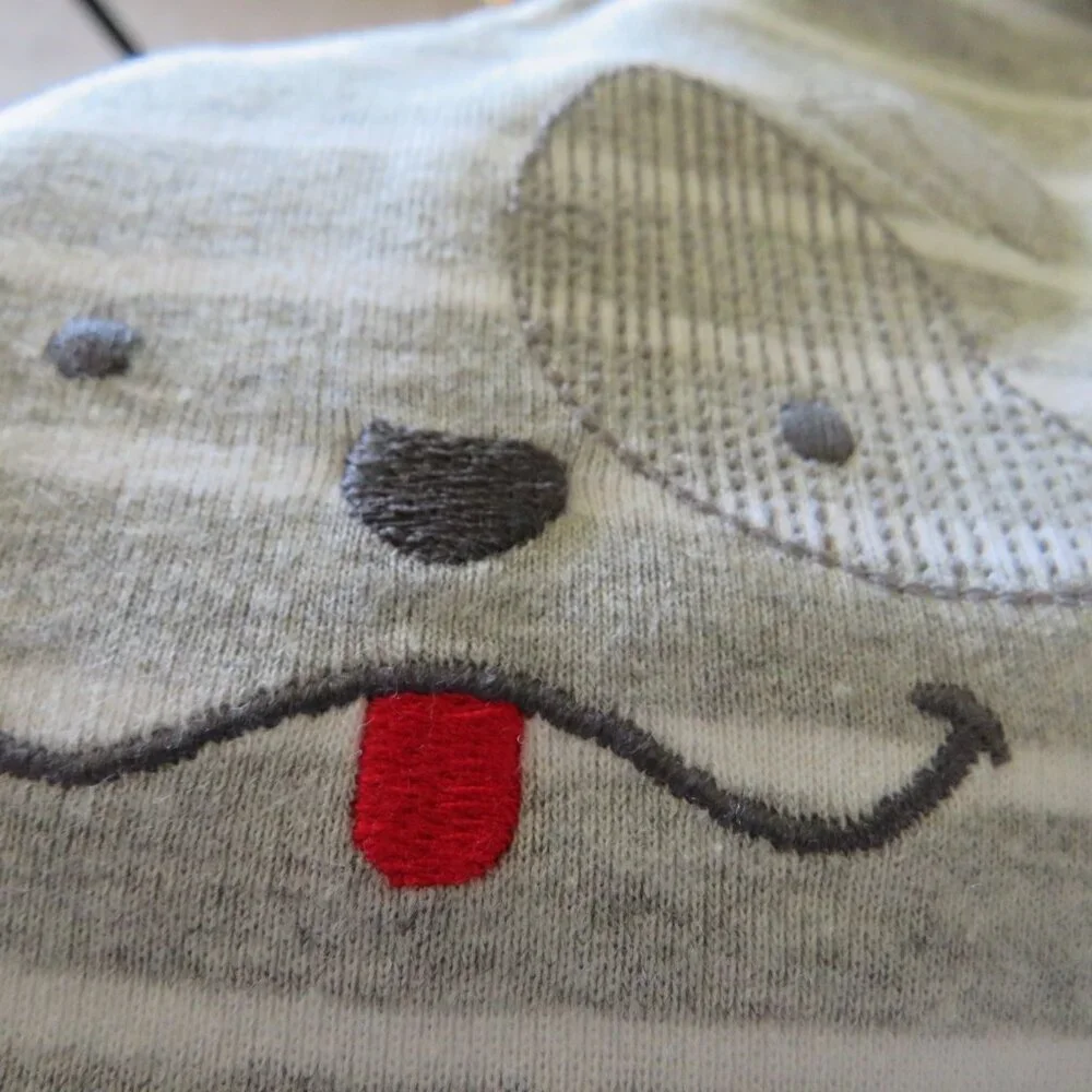 Baby Dog Gray Striped Embroidered 2pc 6-9mts top & pants Child of Mine Carter's